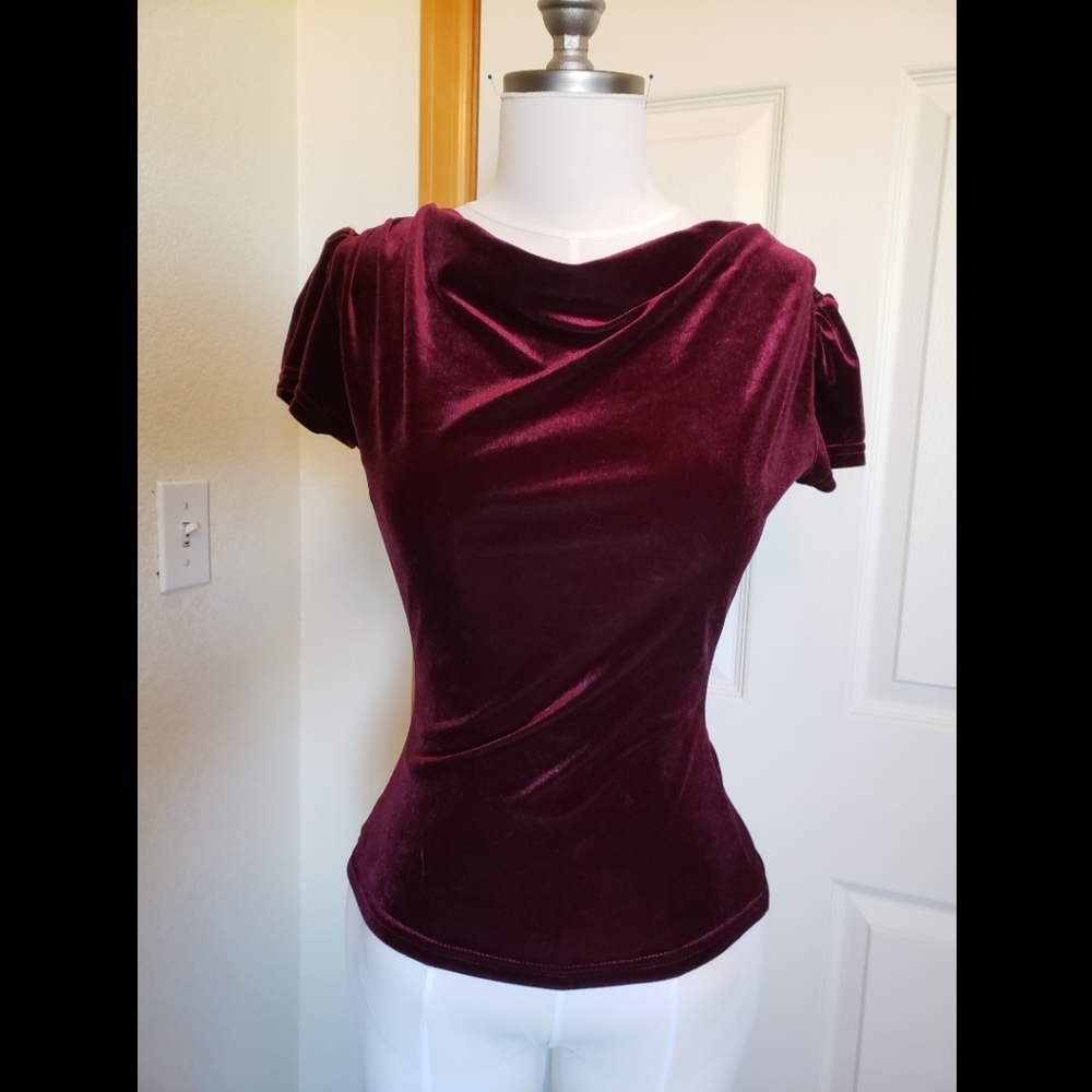 Heart of Haute velvet deep red draped top